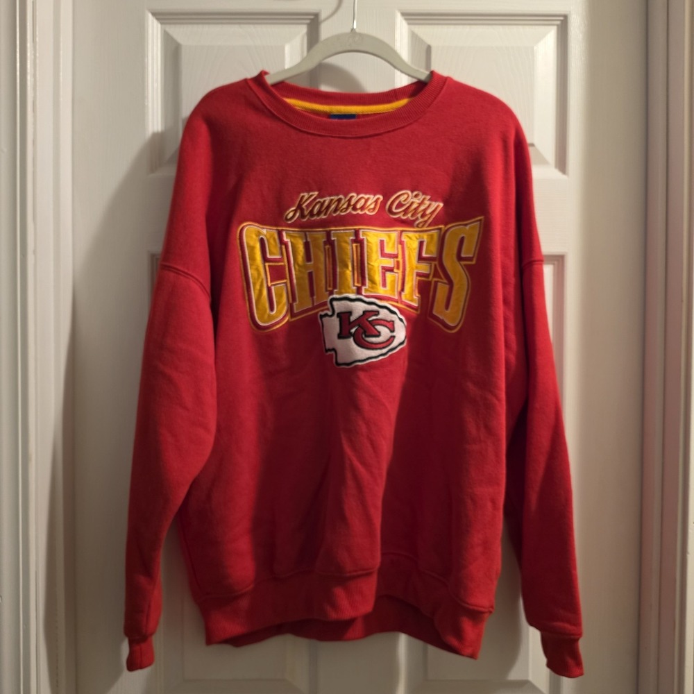 Kansas City Chiefs Sweatshirt Crewneck Men's Medium Red Yellow